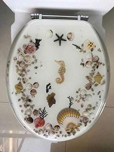 Daniel's Bath & Beyond 19" Ivory Seahorse Polyresin Toilet Seat, Elongated