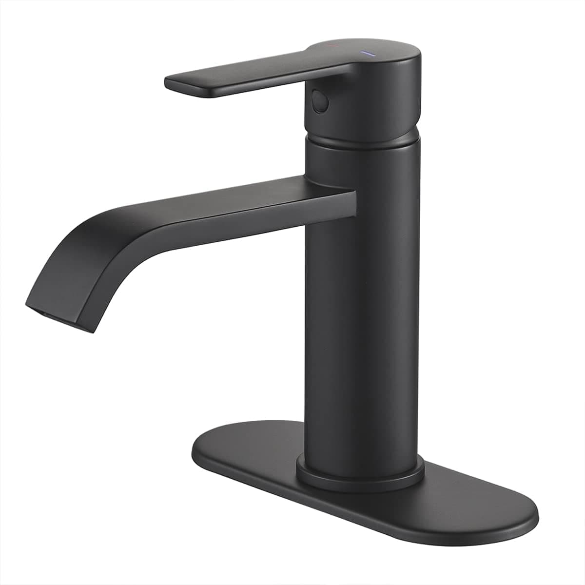 VOTON Waterfall Bathroom Faucet Matte Black Single Handle Sink Faucet Deck Mount One Hole Vanity Faucets Lavatory Basin Mixer Tap Commercial
