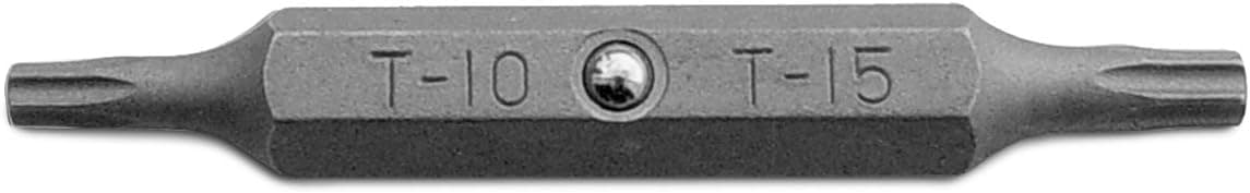 Megapro TDT10-15-C S2 Steel Hex Shank Double-Ended Torx Plus Bit for Tamperproof Screwdriver, T10 x T15 Point Size, 1/4 Inch Hex Shank, 2 Inch Length
