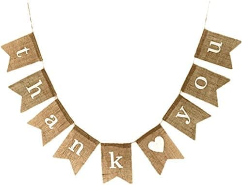 FirstKitchen 2.8M/9 Feet Thank You Burlap Banner Swallowtail Shaped Bunting Flag,Vintage Cloth Shabby Chic Decoration for Birthday Wedding Thanksgiving Party