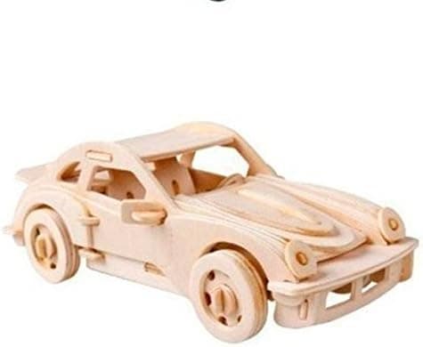 Dlong 3D DIY Assembly Construction Jigsaw Puzzle Handmade Educational Woodcraft Set Porsche Sports Car 911 Model Kit Toy for Adult and Children