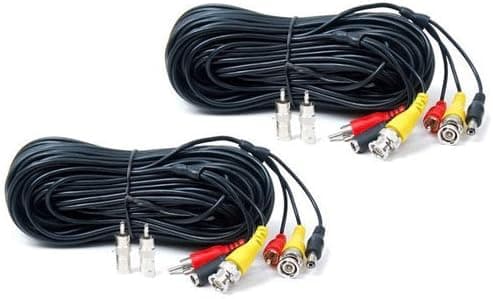 VideoSecu Audio Video Power 2 Pack 150ft HD Security Camera Cables Pre-Made All-in-One BNC Extension Wire Cord with BNC RCA Connectors for 720P 960P 1080P 960H CCTV Surveillance DVR System WUR