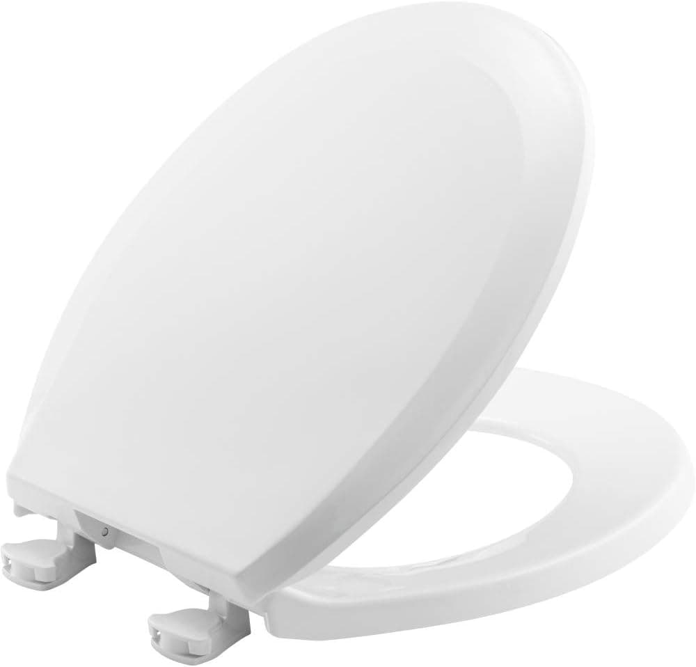 BEMIS 100EC 000 Toilet Seat with Easy Clean & Change Hinges, ROUND, Plastic, White