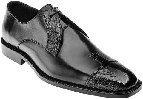 Belvedere Men's Pisa,Black Ostrich/Italian Calf,US 8.5 M