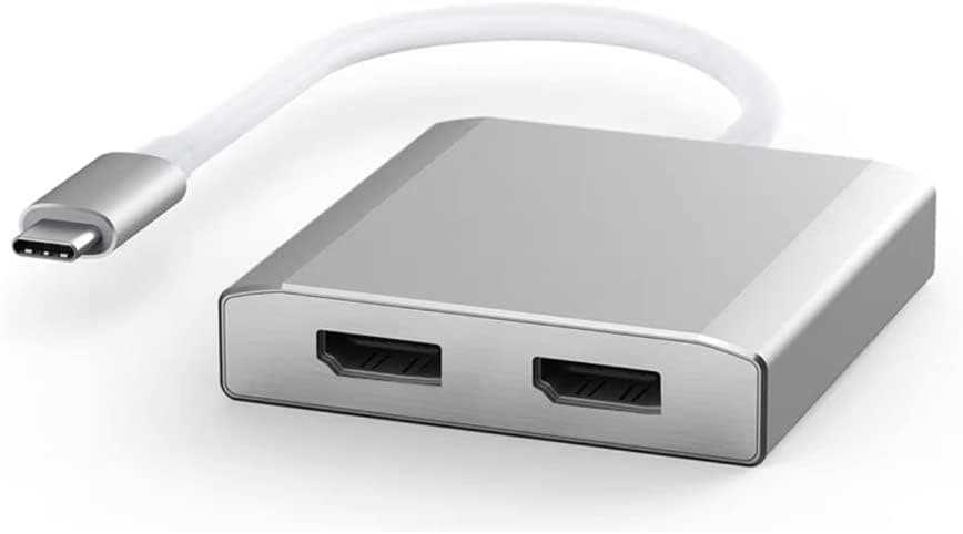 WJESOG USB C to Dual DisplayPort Splitter Adapter Hub Dual 4K@60Hz,Type C to 2 DP Multi Monitor Converte Compatible Thunderbolt 3 Windows and Mac