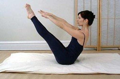 New Bean Extra Large Yoga Mat Natural Cotton 36" x 72" x 2" Integrated Roll-up Ties and Carry Strap