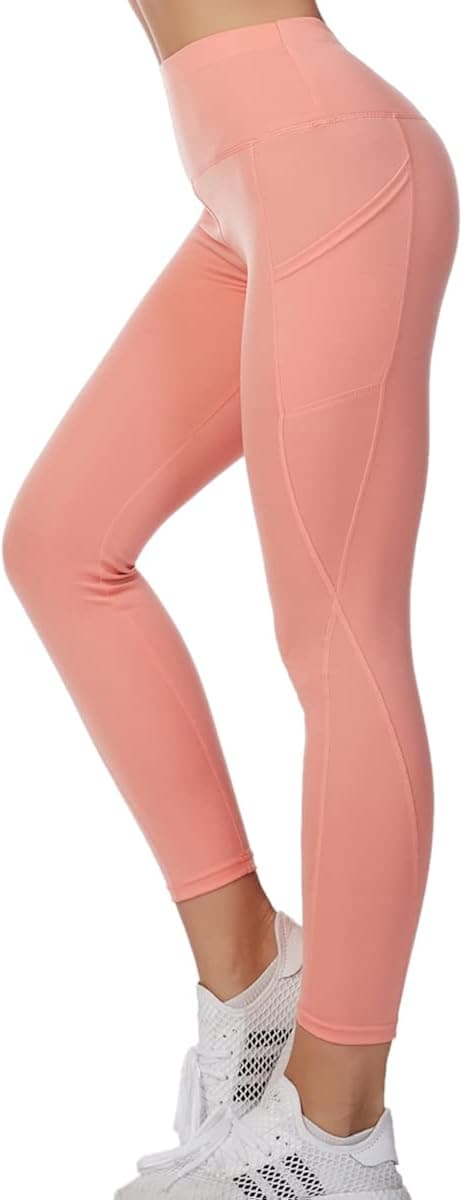 JYRhenium High Waisted Leggings Yoga Pants with Pockets for Women (M, Pink)