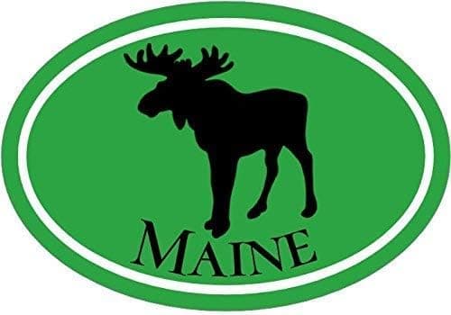 ION Graphics Maine Decal - Green Maine Moose Vinyl Sticker - Moose Bumper Sticker - Moose Decal - Perfect Maine Vacationer Gift - Made in The USA Size: 4.7 x 3.3 inch