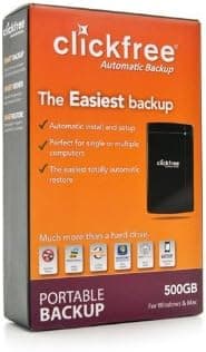 Clickfree Automatic Backup C2 500 GB USB 2.0 Portable External Hard Drive HD523B (Piano Black)