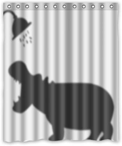 Crystal Emotion Hippo Bath Shower Curtain Waterproof Fabric Polyester Bath Curtain 60x72inch