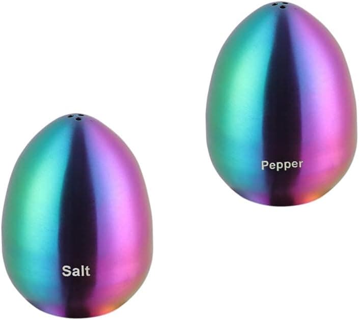 Buyer Star Salt And Pepper Shakers Set Of 2 Cute Seasoning Shaker Stainless Steel Metal Salt Holder Tabletop Accessories Saleros Para Cocina Modernos For Kitchen, Rainbow