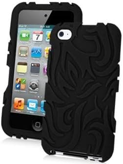 Totem Cool Wave Design Silicone Skin Case Cover Accessory for Apple Ipod Touch 4th Generation 4g 4 8gb 32gb 64gb, Black