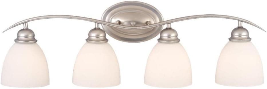 Vaxcel USA ALVLD004BN Avalon 4 Light Bathroom Vanity Lighting Fixture in Nickel, Glass
