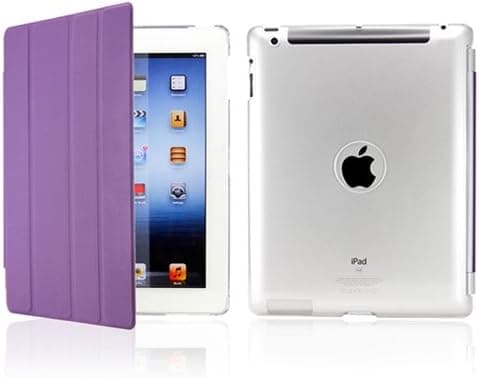 Purple PU Magnetic Smart Slim Case Cover with Crystal Clear Back Cover for Apple the New iPad 3 4G iPad 2