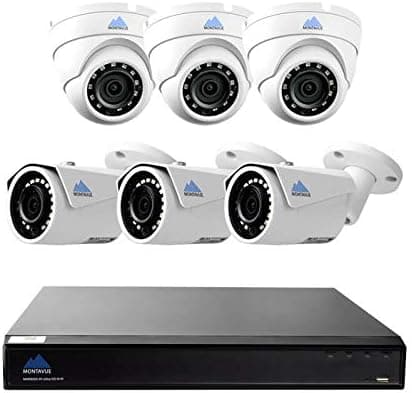 Montavue 8 Channel 4K Home Security Camera System w/ 6 4MP 2K IP Bullet and Dome Cameras, 2TB HDD & 130ft Color Night Optics – MTIP80823B3E