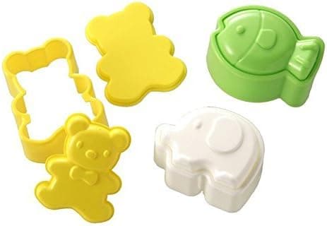 3pcs Set White Elephant Yellow Bear Green Fish Bento Lunch Box Sushi Rice Cutter Mold