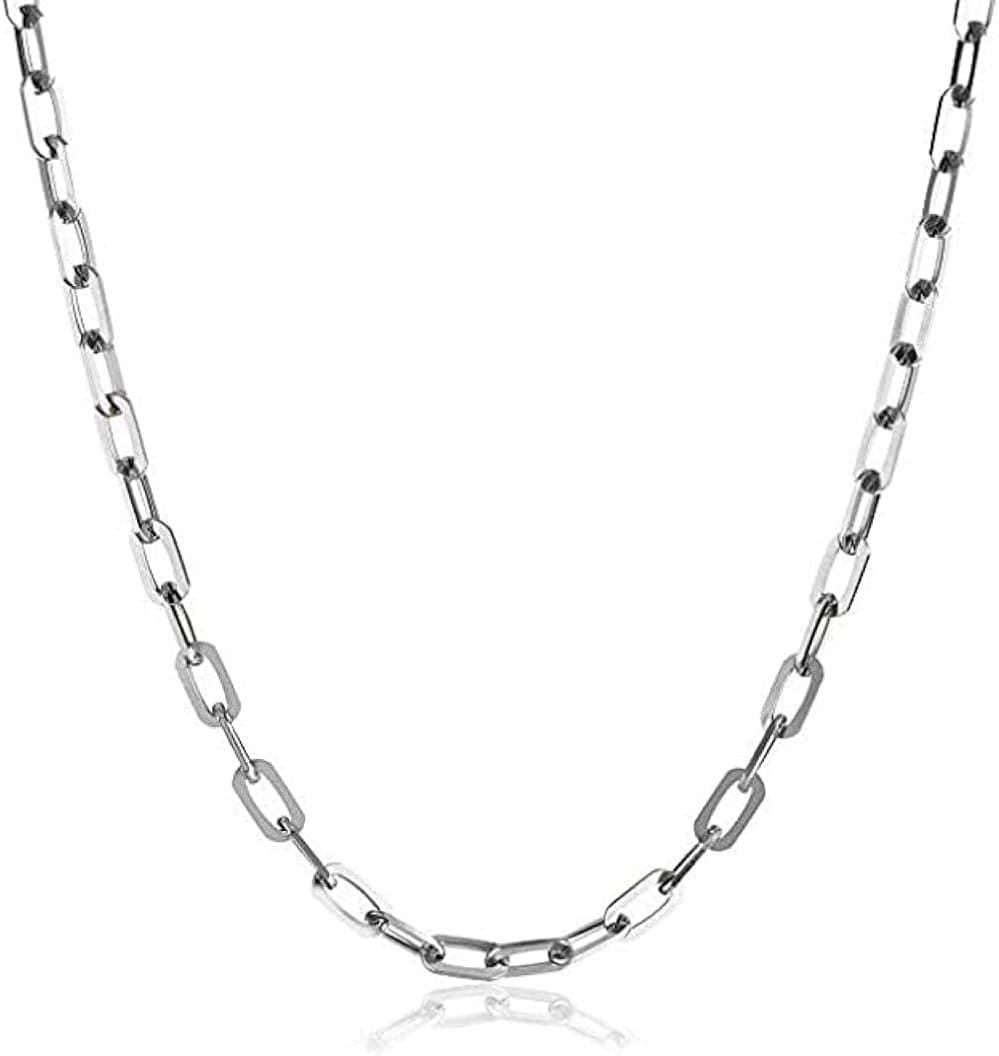 Verona Jewelers 925 Sterling Silver 3MM 4.5MM 5.5MM Mariner Anchor Link Chain Necklace- Square Link Cable Link Necklace Chain, Twist Link Necklace, Rolo Chain Necklace