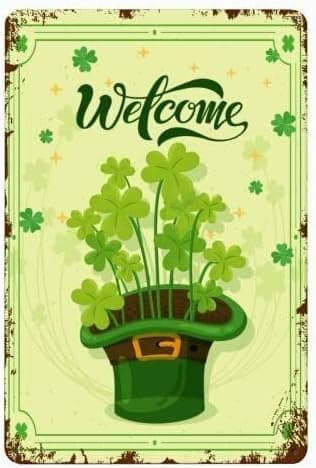 Tin Sign Decor Metal Sign Green Shamrock Decor Kitchen Ireland Plaque Halloween Wall Decor for Bar Wall Decor Metal Signage 8x12 Inches