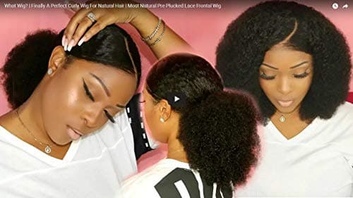 Afro Kinkys Curly Human Hair Wig Lace Front Wigs Pre Plucked With Baby Hair For Black Woman 10 inches 130% Density