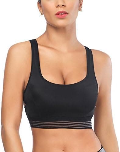 SIMIYA Sports Bra, Beauty Back Padded Workout Bras for Women Running and Yoga(New Black,Medium)