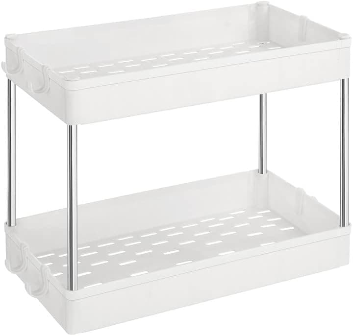 SONGMICS, 2-Tier Bathroom Sink, Kitchen Cabinet Organizers and Storage, 15.7 x 8.7 x 12.2 Inches, White
