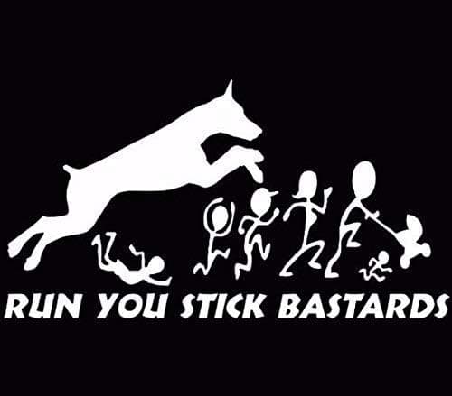Doberman Stick Family Decal Sticker White Run Stick Family Car Truck Window, Die Cut Vinyl Decal for Windows, Cars, Trucks, Tool Boxes, laptops, MacBook - virtually Any Hard, Smooth Surface
