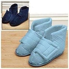 Extra Wide Adjustable Slippers -soft, Cushiony Comfort Slippers Blue Mens Large 10-12