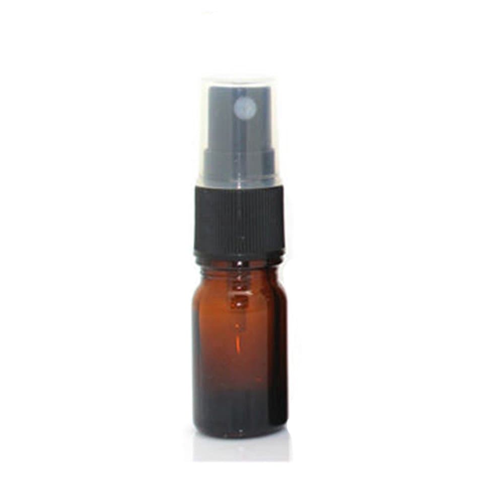 Bluelans® Empty Amber Glass Spray Bottle,10ml Refillable Container for Essential Oils, Cleaning Products, or Aromatherapy, Durable Black Sprayer with Mist (10ml)