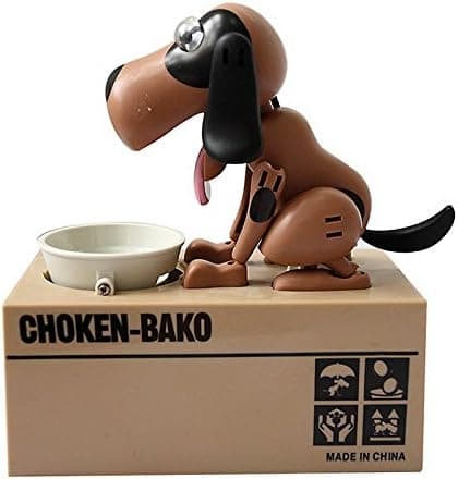 Qiyun Choken Puppy Hungry Eating Dog Coin Bank Money Saving Box Piggy Bank