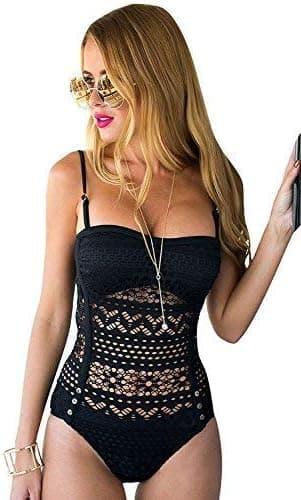 LookbookStore Women's Crochet Lace Halter Straps Swimsuits Bathing Suit US 0-16