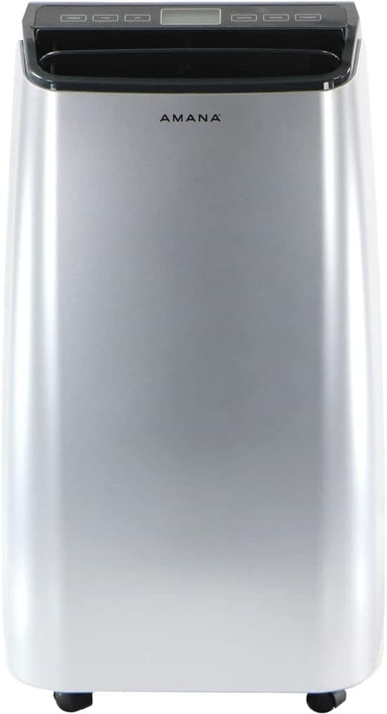 Amana, Gray Portable Air Conditioner with Remote Control | AC for Rooms up to 350 Sq.Ft. | 24H Timer | 3-Speed | LCD Display | Auto-Restart | Wheels | Silver, AMAP101AW-2, Sq. Ft