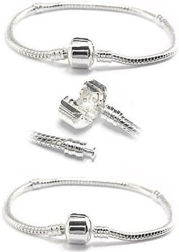 Windsor Sterling T-W-O Silver Plated 7 Inch Bracelets - Fits Euro-Style Bracelets - Major Brand Compatible Bead Charm