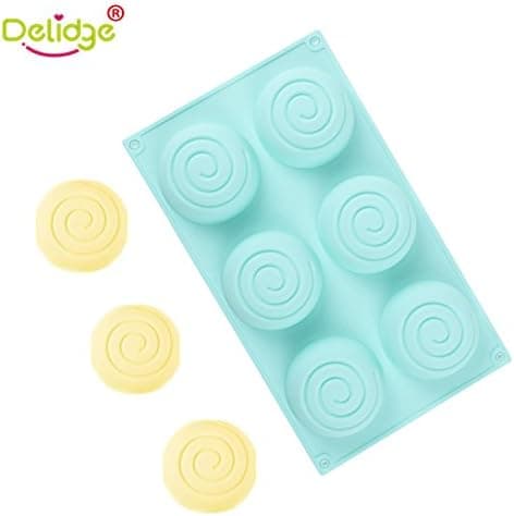 Delidge 1 Pc 6-Cavity Swirl Medium Silicone Mold for Homemade Tart, Quiche, Pastry, Cake, Pie, Pudding, Jello, and More