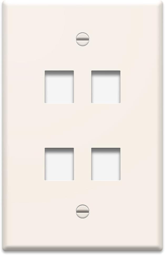 Legrand - OnQ 4 Port Wall Plate, Oversized Wall Plate, Single Gang Large Wall Plate Is High-Impact, Flame Retardant Plastic, Easily Covers Drywall, Light Almond, WP3304LA