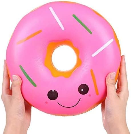 Anboor 9.8 Inches Squishies Jumbo Donut Kawaii Scented Soft Slow Rising Doughnut Squishies Stress Relief Kids Toy Gift Collection Decorative Props (B)