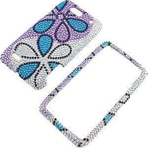Eagle Rhinestones Protector Case for Motorola DROID 4 XT894, Blue Daisy Full Diamond