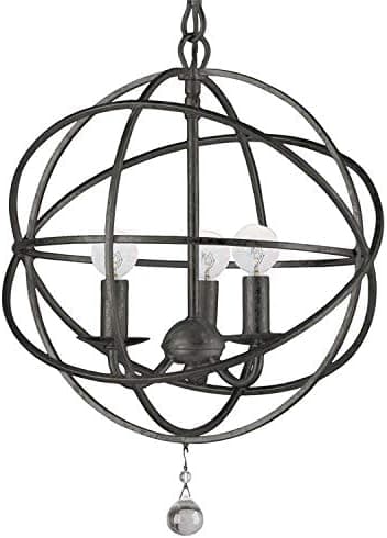 Crystorama Solaris 3 Light English Bronze Mini Chandelier - Ceiling Light Fixture - Chandeliers for Hallway, Living Room, Foyer, Farmhouse - Indoor Modern Chandelier and Hanging Light Fixture