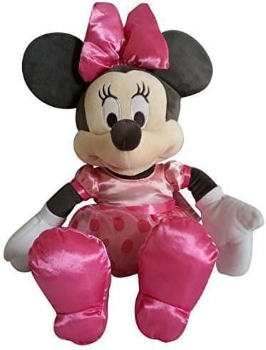 Disney Baby Gray Minnie Mouse Plush Doll Toy, Pink Polka Dot Satin Dress, 17 H Medium