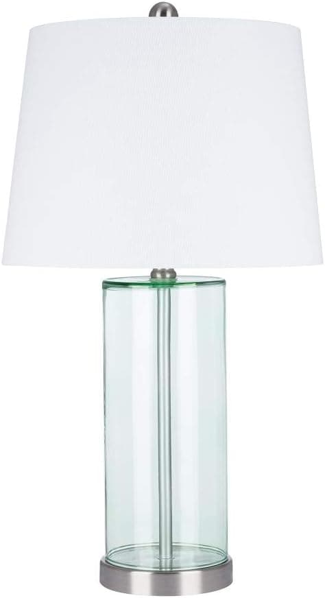 Amazon Brand – Ravenna Home Contemporary Cylindrical Glass Table Lamp, LED Bulb Included, 24.5"H, Seafoam Green
