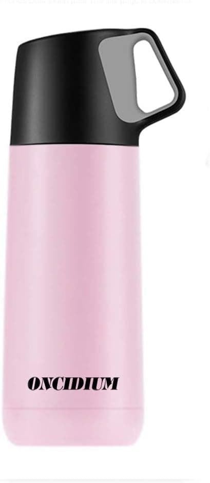 Stainless Steel Double Wall Vacuum Thermos Bottle 12 Ounce (350ml) Insulated Thermal Flask Travel Coffee Mug for Hot & Cold Drinks No Sweat, Leak Proof, BPA Free (Pink, Small)