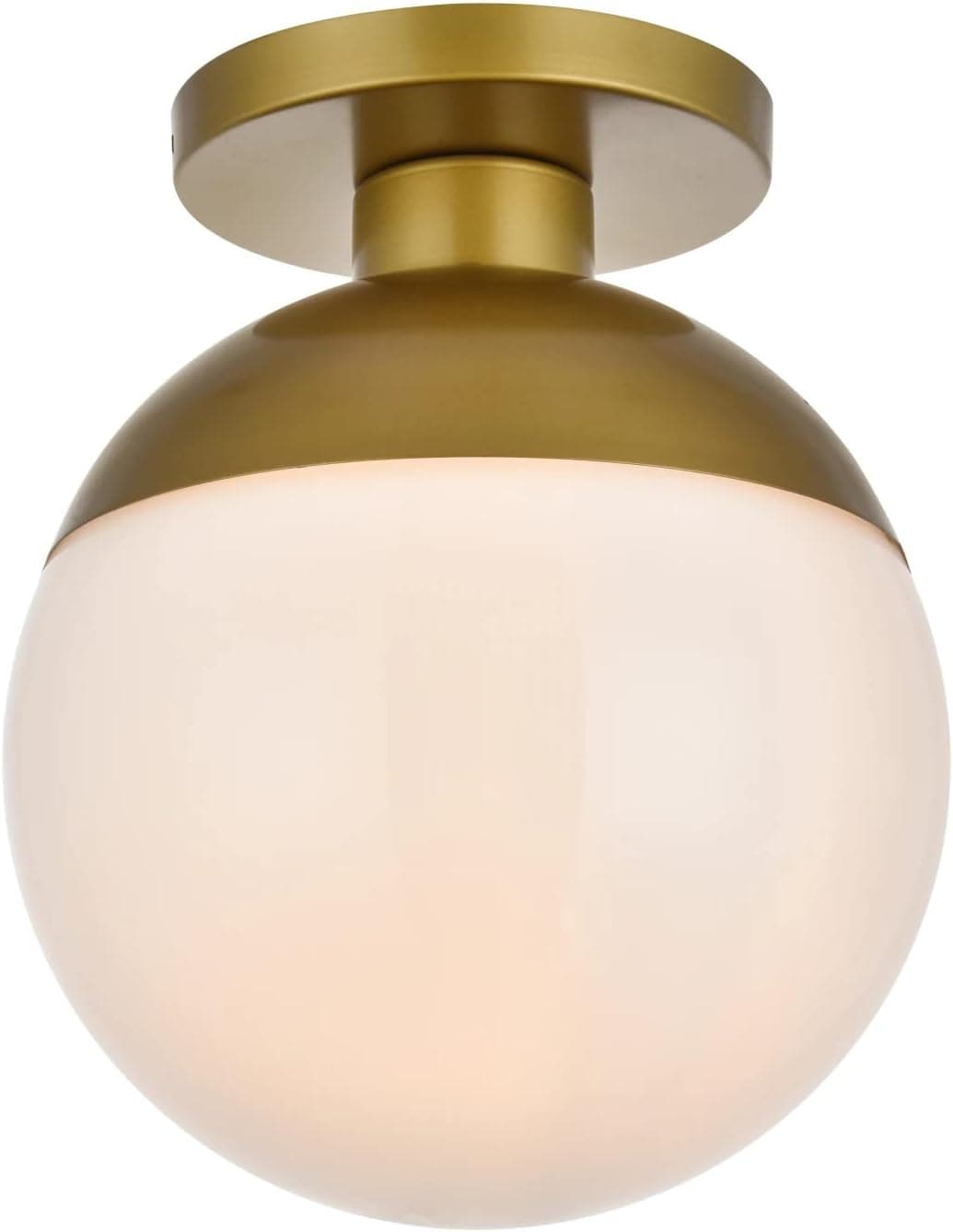 Living District Eclipse 1 Light Brass Flush Mount With Frosted White Glass