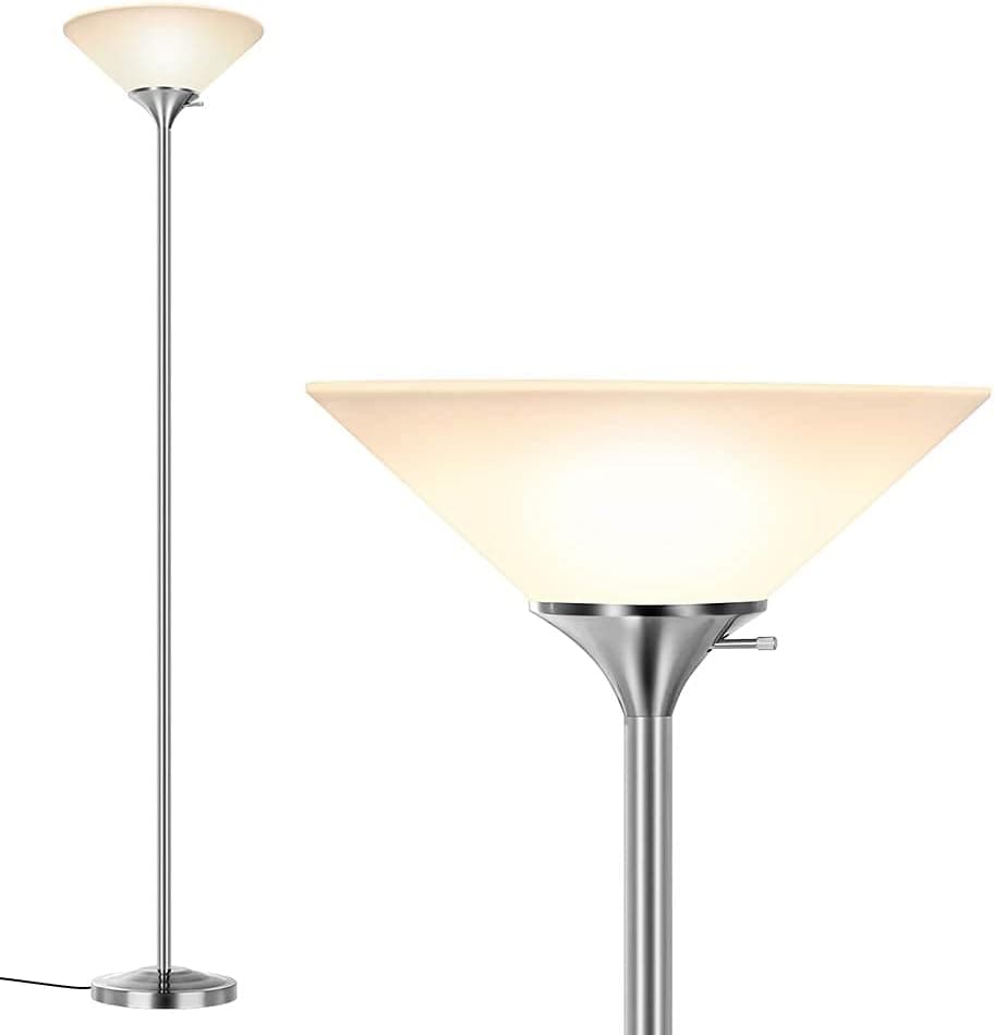 Torchiere Floor Lamp for Living Room - 71" Torch Standing Pole Light Lamp, Tall Bright Lamp for Office, Bedroom, Dorm, 150-Watt Incandescent Bulb Included