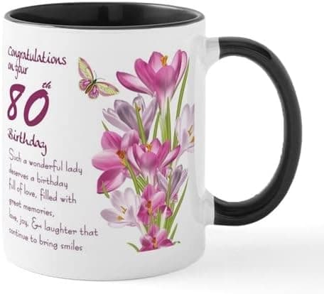 CafePress 80Th Birthday Crocus Gift Mug Mugs Ceramic Coffee Mug, Tea Cup 11 oz