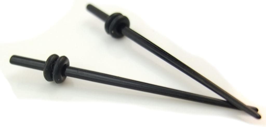2 Pc Black Acrylic Ear Stretching Taper Kit 16g Gauges ~ 1 For Each Ear