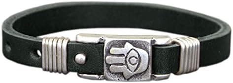 Leather Protection From the Evil Eye Hamsa Bracelet