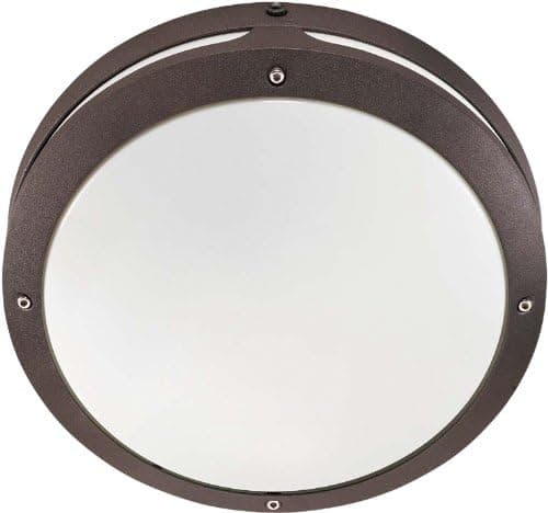 Nuvo Lighting 60/2546 Two Light Hudson Large Round Wall/Ceiling Fixture with White Lexan and Photocell, Architectural Bronze