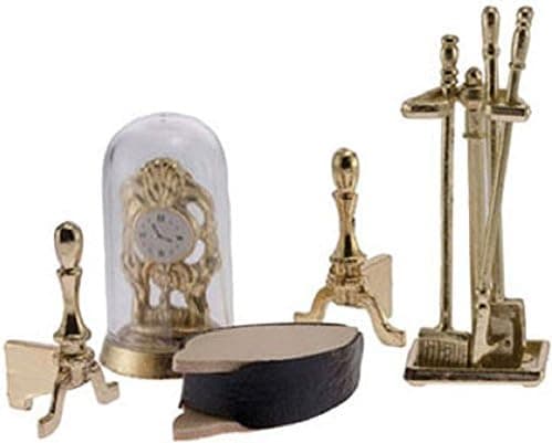 International Miniatures by Classics Dollhouse Miniature Set of Brass Fireplace Tools