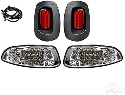EZGO RXV Golf Cart Factory Style LED Clear Lens Headlight & LED Tail Light Kit