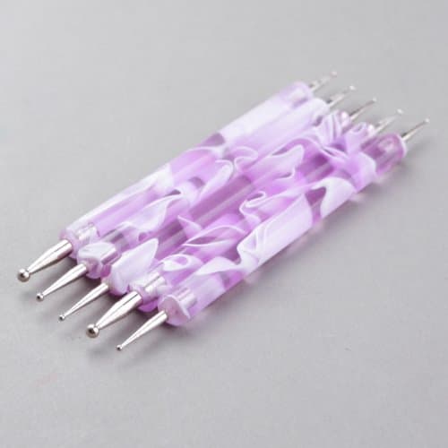 5x 2way DOTTING Pen Marbleizing Tool Nail Art Dot Purple
