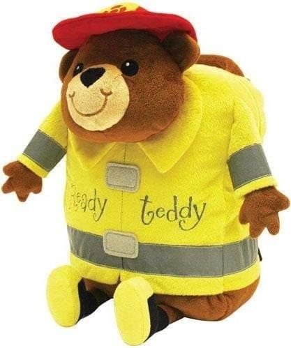 Laid Back Ready Teddy Fireman Snuggle Backpack